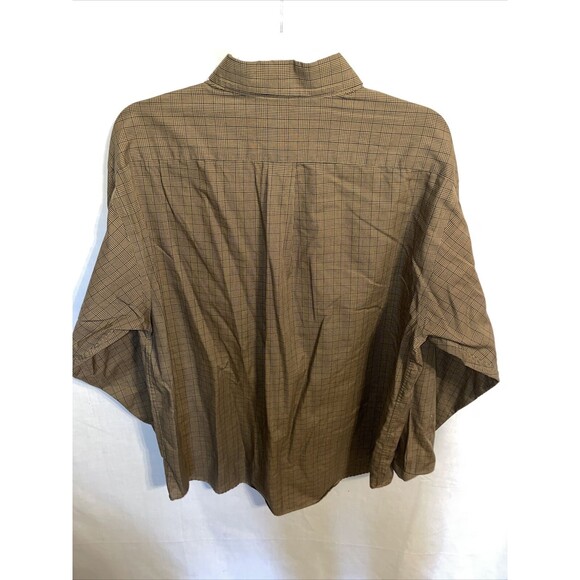 Roundtree & Yorke Dress Shirt Mens Size Large Brown Striped Long Sleeve Button - Picture 8 of 12